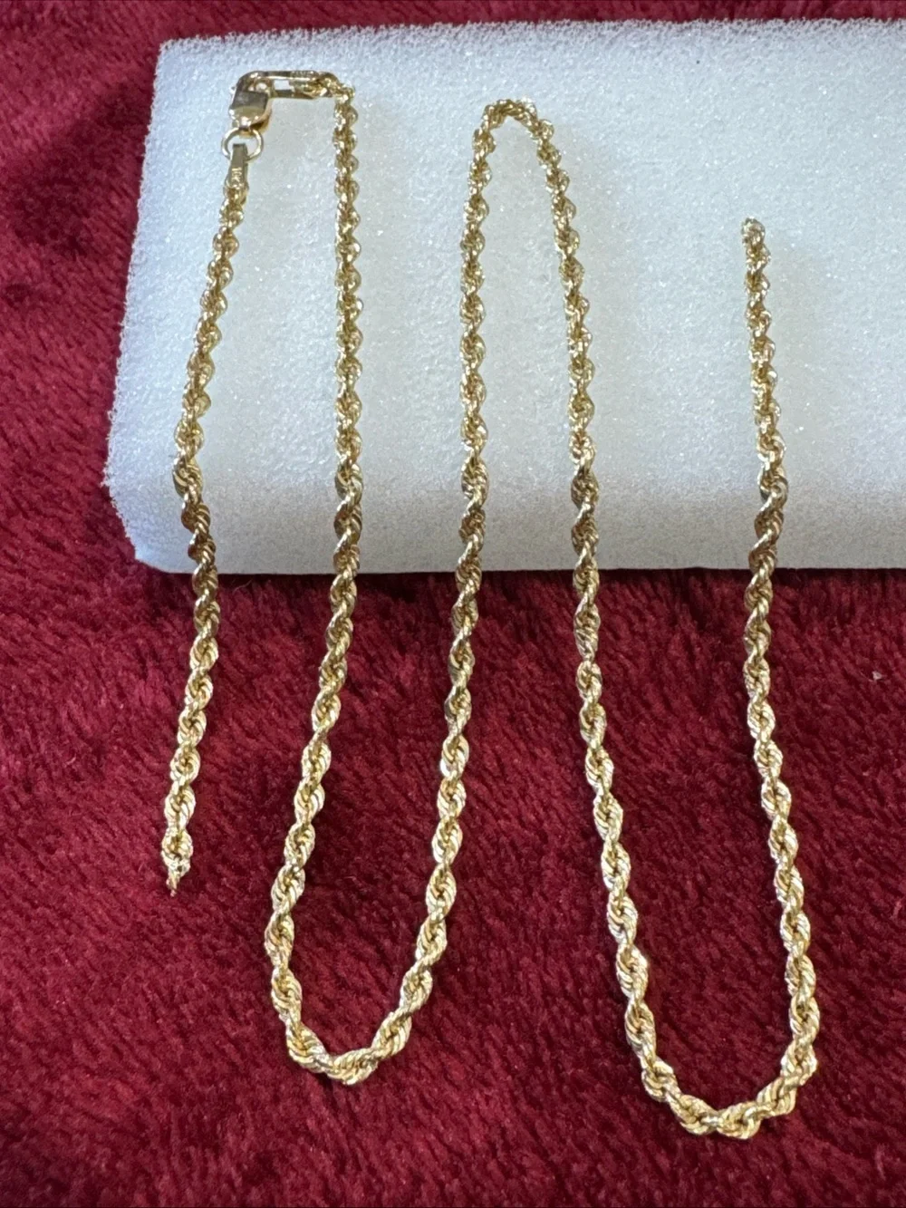 10K Yellow Gold Rope Chain 16” 2mm 1.4g Broken Needs Solder Lobster Clasp